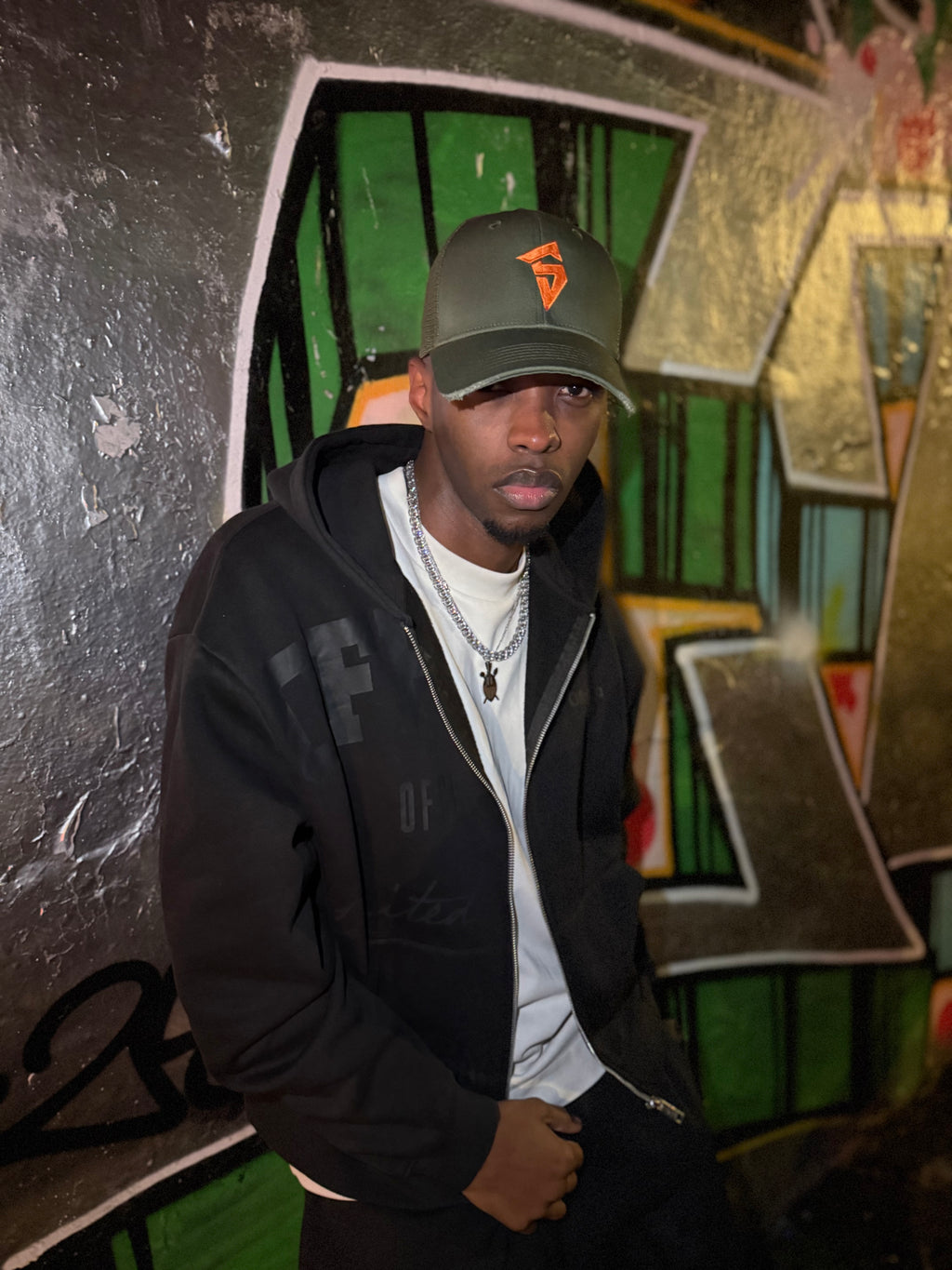 SYHR S LOGO Trucker Cap Khaki/Orange