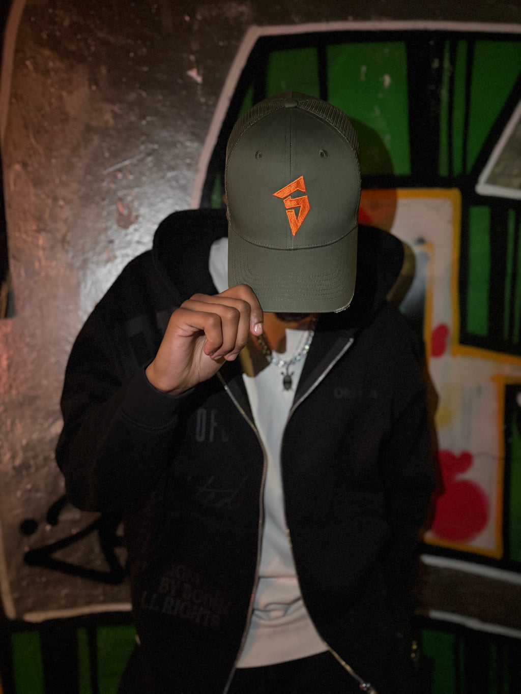 SYHR S LOGO Trucker Cap Khaki/Orange
