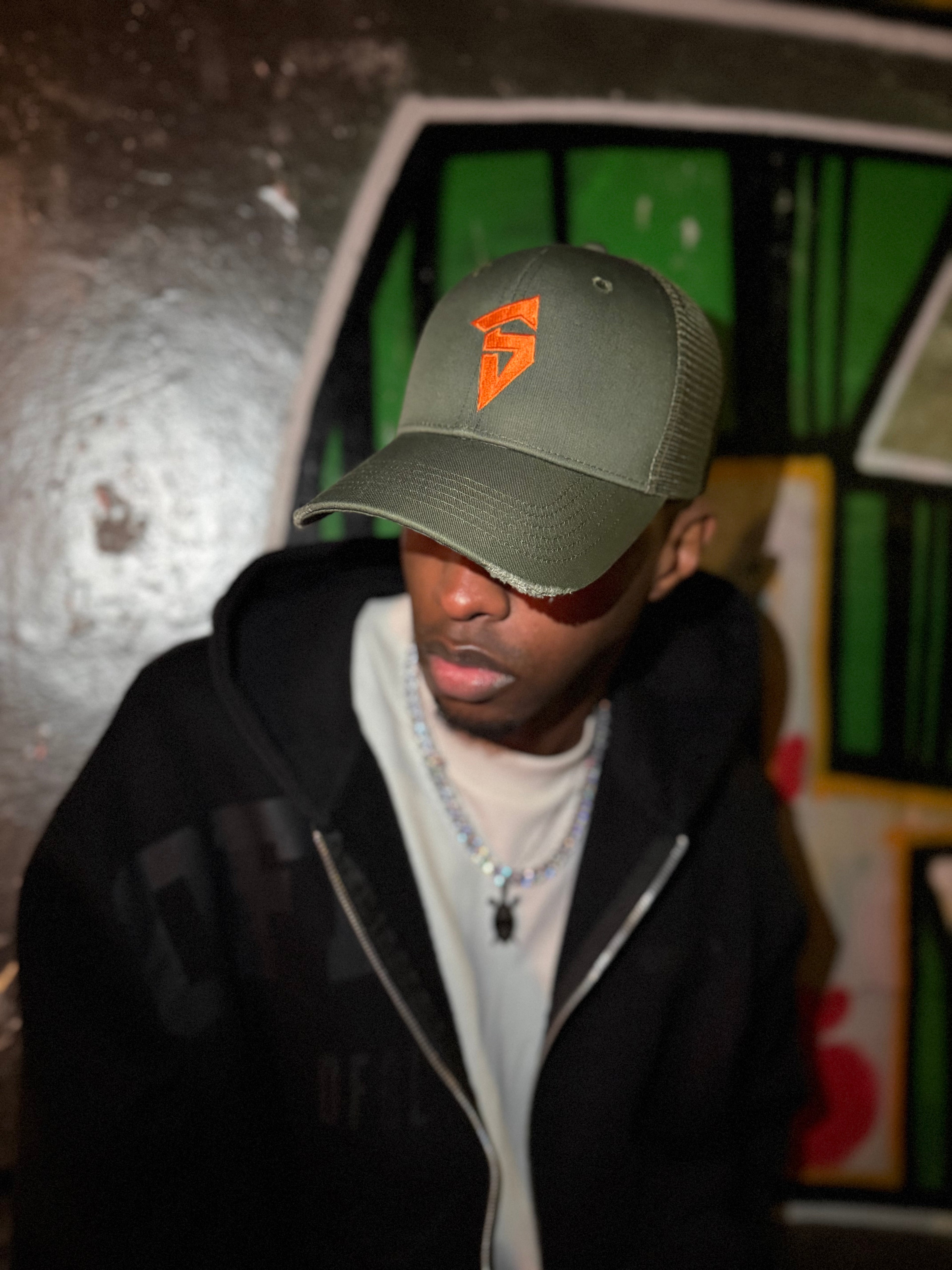 SYHR S LOGO Trucker Cap Khaki/Orange